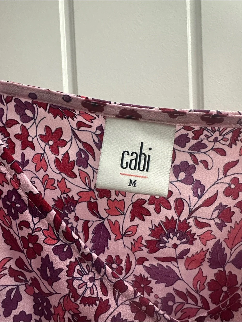 CAbi 5390 Indira Tank - Pink Floral V-Neck Double-Strap Cami- medium